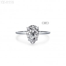 7x10mm 2.0ct Pear Moissanite diamond Solitaire Ring