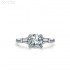 6x6mm 1.0ct Cushion Moissanite diamond Side Stones Ring