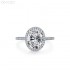 Oval Moissanite diamond Halo Pave Ring 