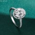 Oval Moissanite diamond Halo Pave Ring 