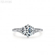 6.5mm 1.0ct Round Moissanite diamond Side Stones Ring 