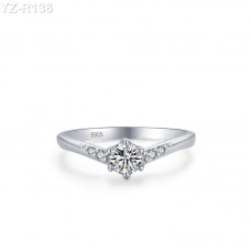 6 Claw Round Moissanite diamond Pave Ring