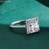 Princess Moissanite diamond Halo Pave Ring