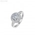 Round Moissanite diamond Halo Pave Ring Shown In 9mm 3.0ct 