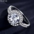 Round Moissanite diamond Halo Pave Ring Shown In 9mm 3.0ct 