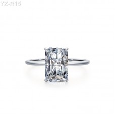 Radiant Moissanite diamond Solitaire Ring  shown in 5.0ct