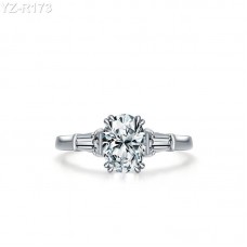 Oval Moissanite diamond Side Stones Ring