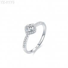 Round Moissanite diamond Halo Pave Ring 