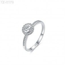 Round Moissanite diamond Halo Pave Ring