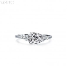 Pear Moissanite diamond Side Stone Ring