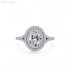 Oval Moissanite diamond Halo Pave Ring Shown in 9x11mm 5.0ct 