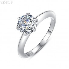 6 Claw 6.5mm 1.0ct Round Moissanite diamond Solitaire Ring 