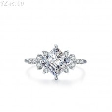 Princess Moissanite diamond Side Stone Ring 