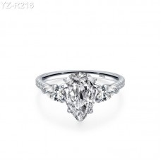 Pear Moissanite diamond Pave Ring Shown in 9x13mm 5.0ct