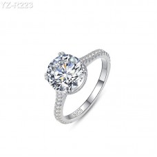 8.0mm 2.0ct Round Moissanite diamond Pave Ring