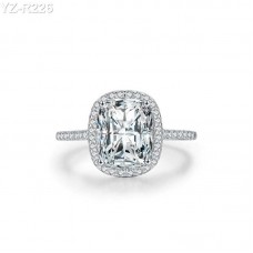 Elongated Cushion  Moissanite diamond Halo Pave Ring Shown in 3.0ct