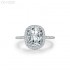 Elongated Cushion  Moissanite diamond Halo Pave Ring Shown in 3.0ct