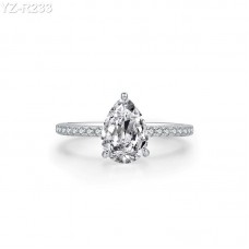 Pear Moissanite diamond Pave Ring Shown in 7x10.5mm 2.5ct 