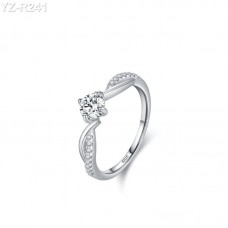 5.0mm 0.5ct Round Moissanite diamond Pave Ring 