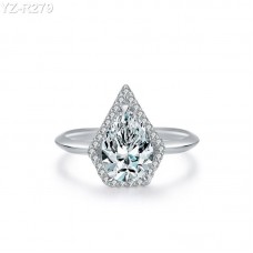 Pear Moissanite diamond Halo Ring 