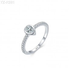 Pear Moissanite diamond Pave Ring