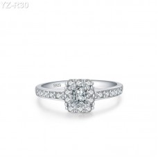 Radiant  Moissanite diamond Halo Pave Ring