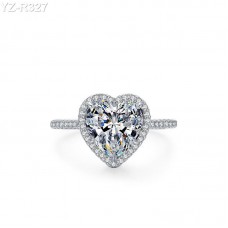 Heart Moissanite diamond Halo Pave Ring 