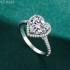 Heart Moissanite diamond Halo Pave Ring 