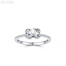 Oval Moissanite diamond Pave Ring Shown in 2ct