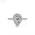 7x11mm 3.0ct Pear Moissanite diamond Halo Pave Ring