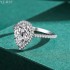 7x11mm 3.0ct Pear Moissanite diamond Halo Pave Ring