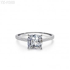 Cushion Moissanite diamond Pave Ring Shown in 6.5mm 1.5ct