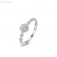 Round Moissanite diamond Side Stones Ring