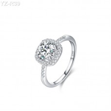 Round Moissanite diamond Halo Pave Ring