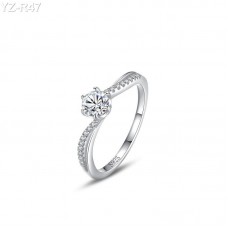 6 Claw 6.5mm 1.0ct Round Moissanite diamond Pave Ring