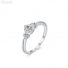 Round Moissanite diamond Three Stones Ring 