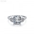 Radiant Moissanite diamond Three Stones Pave Ring 