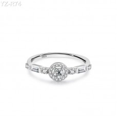 Round Moissanite diamond Halo Pave Ring 