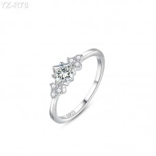 Princess Moissanite diamond Side Stone Ring