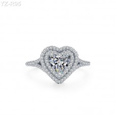  Heart Moissanite diamond Halo Pave Ring